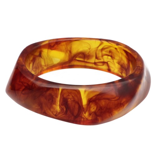 64.5 mm thick transparent acrylic bead bracelet - Marbled Amber x1