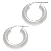 Round hoop earrings 18 mm - Wire 4 mm - 925 Sterling Silver x2
