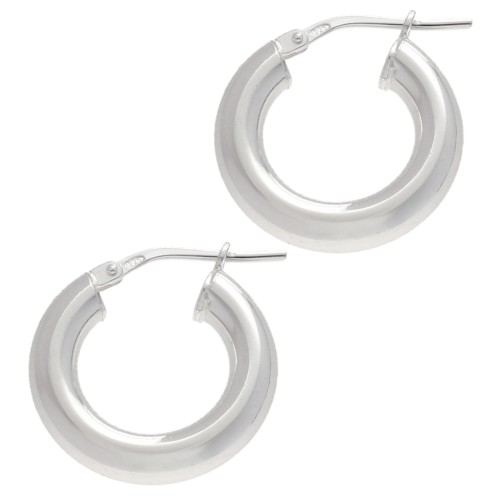 Round hoop earrings 18 mm - Wire 4 mm - 925 Sterling Silver x2