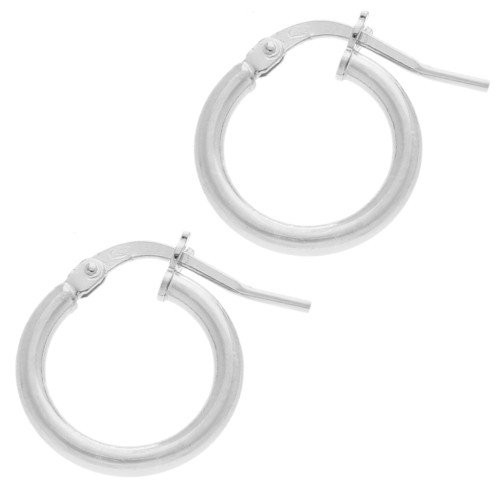Round hoop earrings 14 mm - Thread 2 mm - 925 Sterling Silver x2