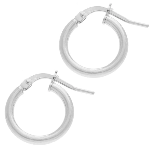 Round hoop earrings 14 mm - Thread 2 mm - 925 Sterling Silver x2