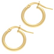 Round hoop earrings 14 mm - Thread 2 mm - 925 Sterling Silver Fine gold plated x2|raw }}