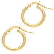 Round hoop earrings 14 mm - Thread 2 mm - 925 Sterling Silver Fine gold plated x2