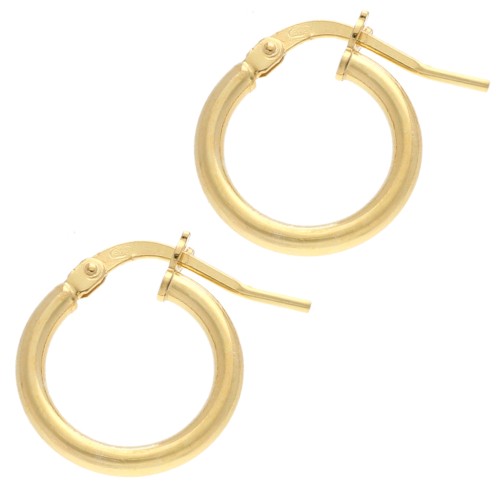 Round hoop earrings 14 mm - Thread 2 mm - 925 Sterling Silver Fine gold plated x2