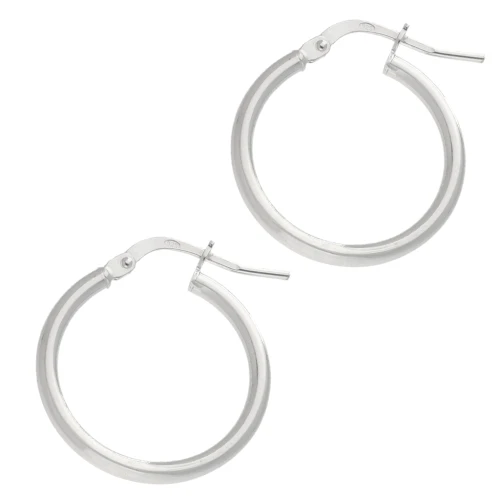 Round hoop earrings 19 mm - Thread 2 mm - 925 Sterling Silver x2