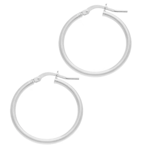 Round hoop earrings 25 mm - Wire 2 mm - 925 Sterling Silver x2