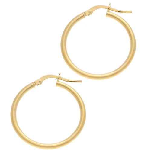 Créoles rounds 25 mm - Thread 2 mm - 925 Sterling Silver Fine gold plated x2