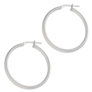 Wide hoop earrings 30 mm - Half-strand wire 3.9 mm - 925 Sterling Silver x2|raw }}