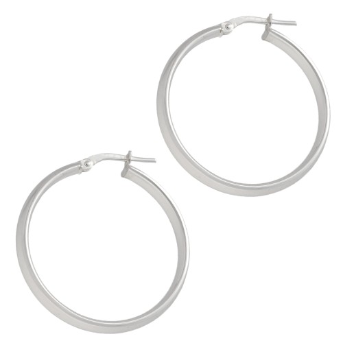 Wide hoop earrings 30 mm - Half-strand wire 3.9 mm - 925 Sterling Silver x2