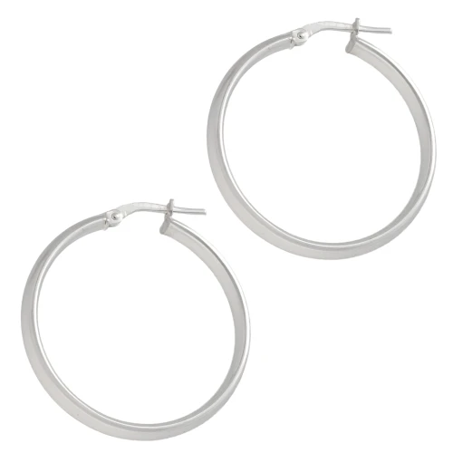 Wide hoop earrings 30 mm - Half-strand wire 3.9 mm - 925 Sterling Silver x2