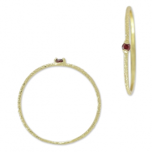 Textured ring with zirconium oxide 19.5 mm Fuchsia/fine gold plated x1