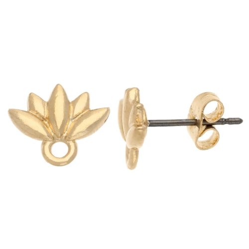 Lotus flower earstuds 10x11 mm - Fine gold plated x2