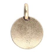 Round charm 12 mm - heart pattern - Bronze x1