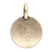 Round charm 12 mm - heart pattern - Bronze x1