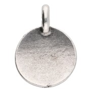 Round charm 12 mm - eye pattern - Antique fine silver plated x1