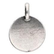 Round charm 12 mm - eye pattern - Antique fine silver plated x1