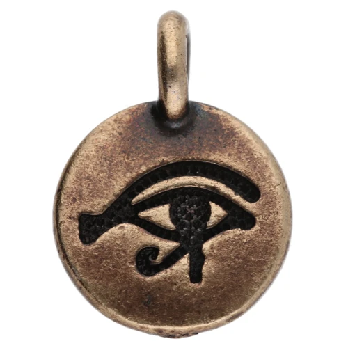 Round charm 12 mm - pattern oudjat eye - Bronze x1