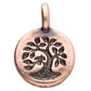 Round charm 12 mm - Tree of life pattern - Aged copper x1|raw }}