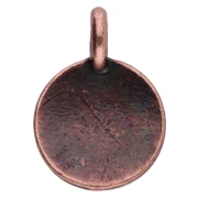 Round charm 12 mm - heart pattern - Aged copper x1