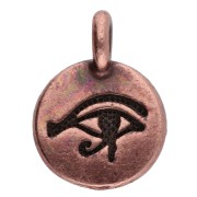 Round charm 12 mm - pattern oudjat eye - Aged copper x1|raw }}