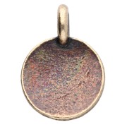 Round charm 12 mm - lotus flower pattern - Bronze x1