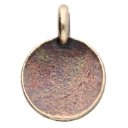 Round charm 12 mm - lotus flower pattern - Bronze x1
