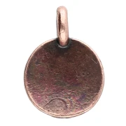 Round charm 12 mm - lotus flower pattern - Aged copper x1