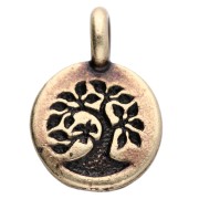 Round charm 12 mm - tree of life pattern - Bronze x1|raw }}