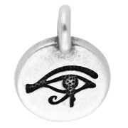 Round charm 12 mm - oudjat eye pattern - Antique fine silver plated x1|raw }}