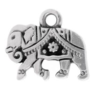 Elephant charm 12x14 mm - Antique fine silver plated x1|raw }}