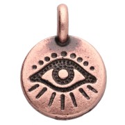 Round charm 12 mm - eye pattern - Aged copper x1