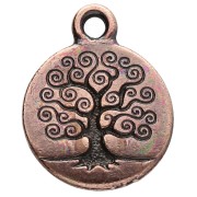 15.5 mm round charm - Tree of life pattern - Aged copper x1|raw }}
