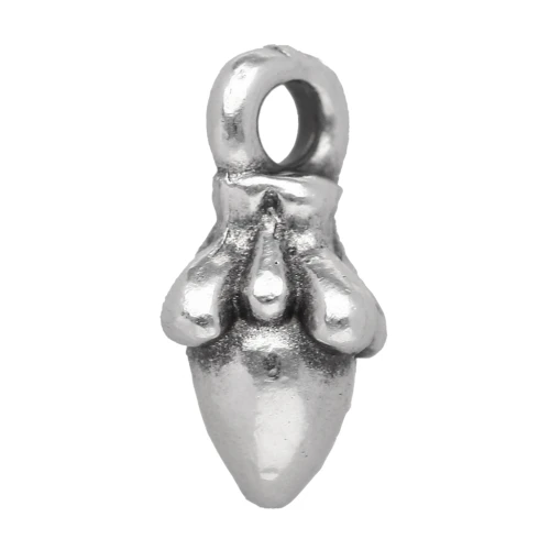 Mini charm tassel 10x6 mm - Antique fine silver plated x1