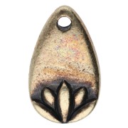 Drop charm 13x8 mm - lotus flower pattern - Bronze x1|raw }}