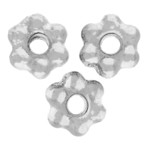 Flower Rondelle beads 3 mm - Fine silver plated x20