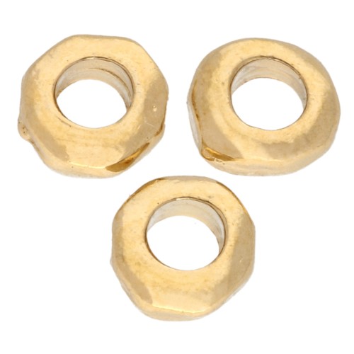 Rondelle beads irregular 5 mm - big hole - Fine gold plated x5