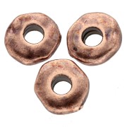 Rondelle beads 6.5 mm - large hole - Aged copper x5
