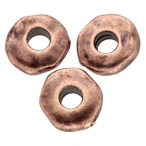 Rondelle beads 6.5 mm - large hole - Aged copper x5