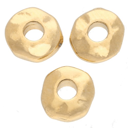 Rondelle beads 6.5 mm - large hole - Fine gold plated x5