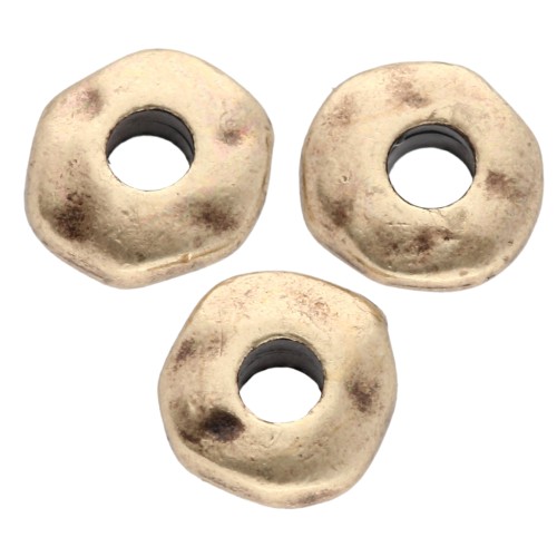 Rondelle beads irregular 6.5 mm - big hole - Bronze x5