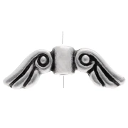 Angel wings bead 5x14 mm - Antique fine silver plated x1