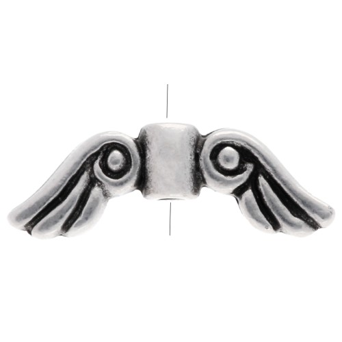 Angel wings bead 5x14 mm - Antique fine silver plated x1