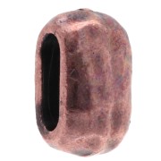 Hammered oval earring back 10x6 mm for 6 mm laces - Aged copper x1