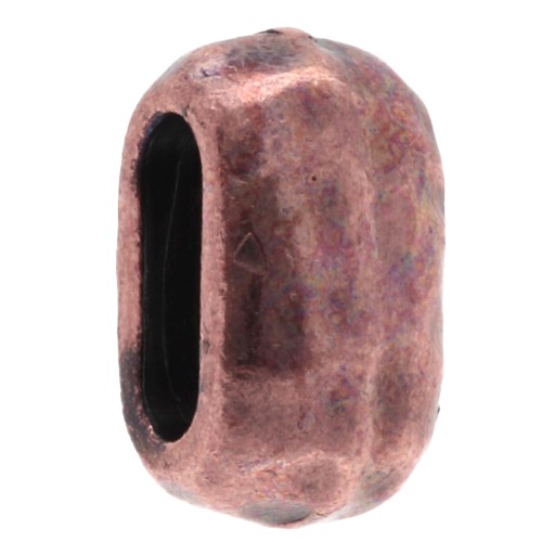 Hammered oval earring back 10x6 mm for 6 mm laces - Aged copper x1