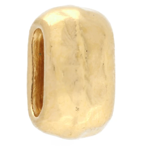 Hammered oval earring back 10x6 mm for 6 mm laces - Fine gold plated x1