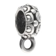 Textured earring back charm attachment for 6 mm cord - Antique fine silver plated x1