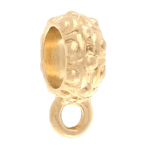 Textured earring back charm 6 mm - Fine gold plated x1