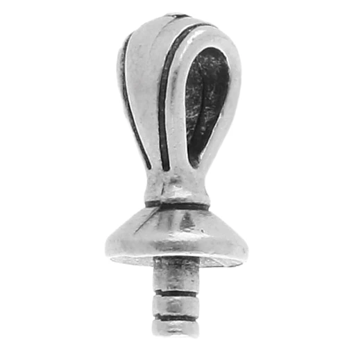 Pendant clasp 17x7 mm for semi-pierced bead - Antique fine silver plated x1