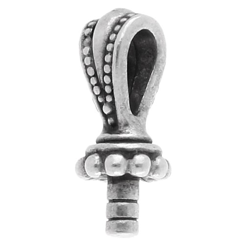 Pendant clasp 17x7 mm for semi-pierced bead - Antique fine silver plated x1