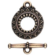 Round T clasp 16.5 mm - ethnic pattern - Bronze x1|raw }}